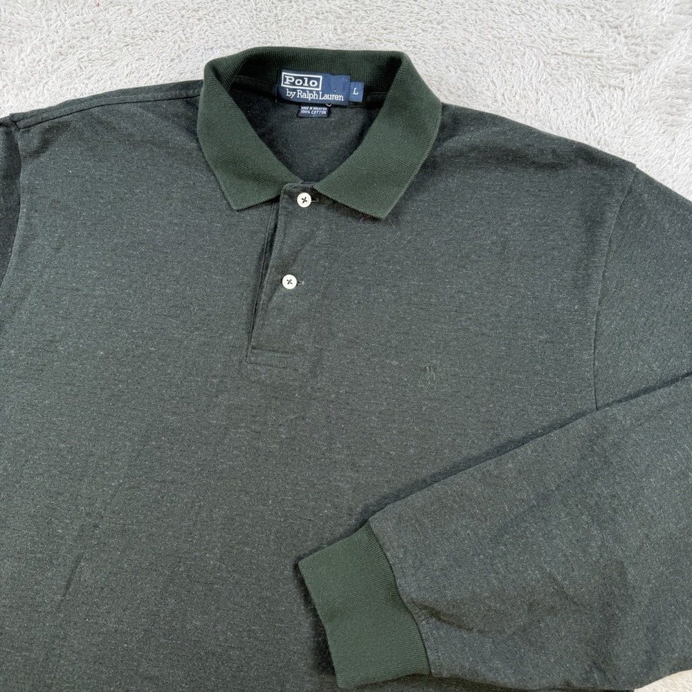 Polo Ralph Lauren Shirt Mens Large Green Long Sleeve Pony Cotton Classic Casual